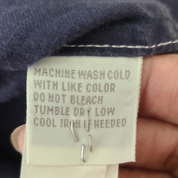 FOXCROFT Women's Navy Blue 100% Linen Casual Button Up Blouse - Size 16W - Picture 13 of 13